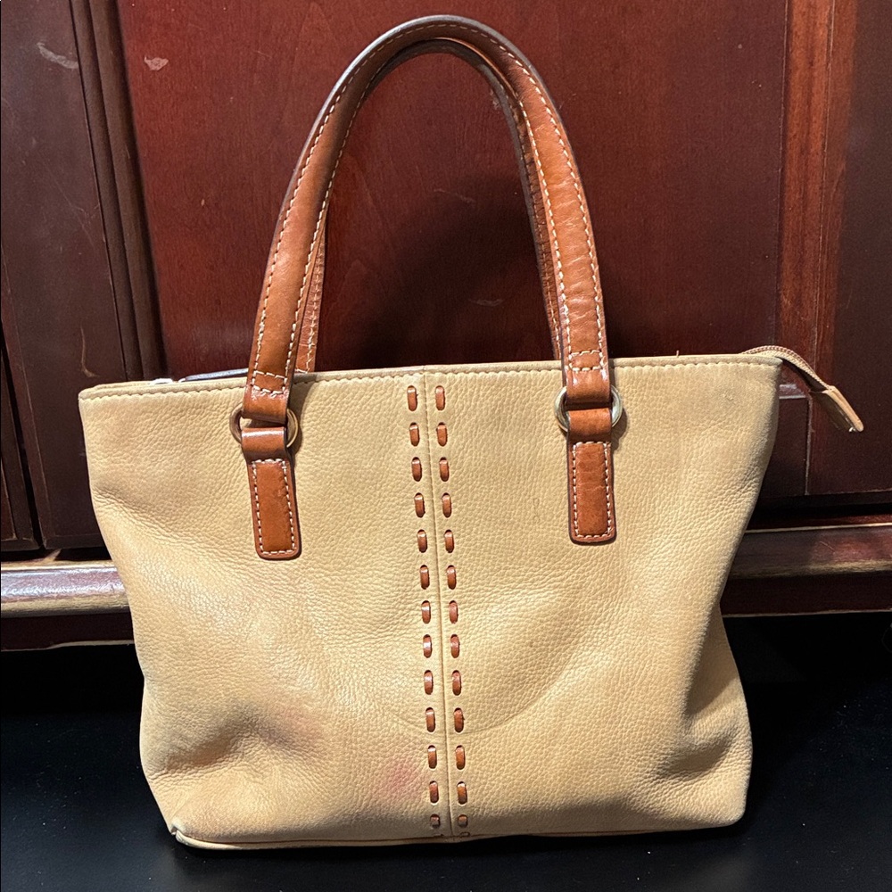 Vintage  Fossil Tan Leather small Tote Bag